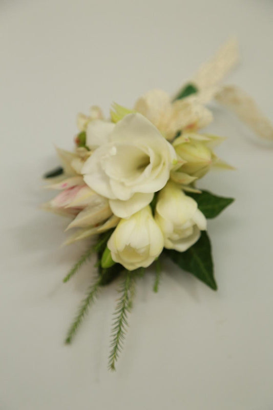 Cream white boutonniere